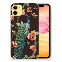 Apple iPhone 11 | TPU Hoesje | Pauw met Bloemen - thumbnail