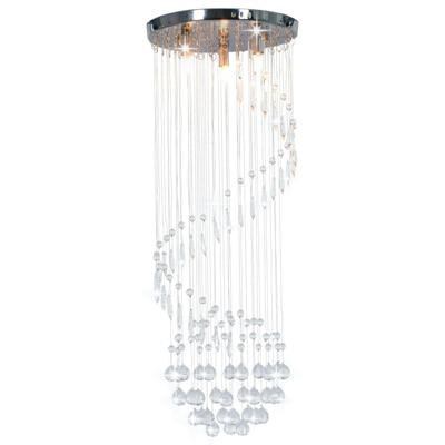 VidaXL Plafondlamp met kristallen kralen spiraal g9 zilverkleurig VidaXL Plafondlamp met kristallen kralen spiraal g9 zilverkleurig