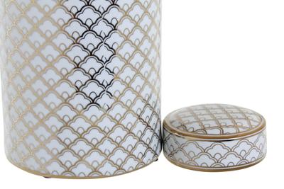 Vaas DKD Home Decor 18 x 18 x 30,5 cm Porselein Gouden Wit Vaas DKD Home Decor 18 x 18 x 30,5 cm Porselein Gouden Wit