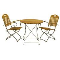 Hardhouten Bistroset met armleuning ⌀ 77 cm en metalen frame - thumbnail