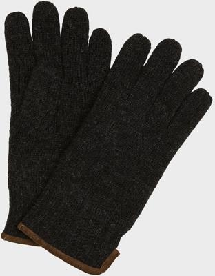 Michaelis Handschoenen Wol Donkergrijs Suede Detail