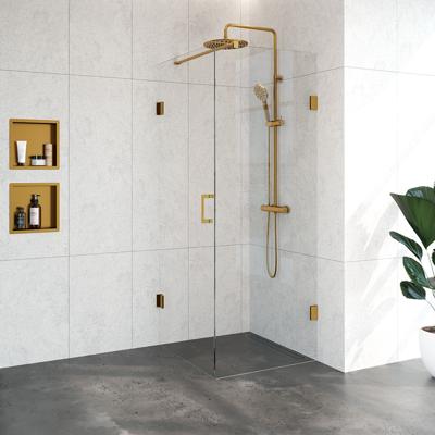 Douchecabine Compleet Just Creating 2-Delig Profielloos 80x80 cm Goud Sanitop
