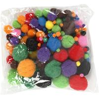 Creativ Company Pompons, d 5-40 mm, ca. 150 stuk, diverse kleuren, 42 gr/ 1 doos - thumbnail