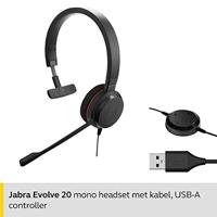 Jabra Evolve 20 Headset Bedraad Hoofdband Kantoor/callcenter USB Type-A Zwart - thumbnail