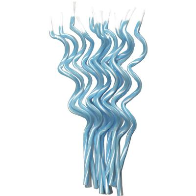 Spaghetti Kaarsjes Blauw/Wit - 12 Stuks