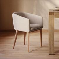 Kave Home Eetkamerstoel 'Harlan' Chenille, kleur Beige - thumbnail