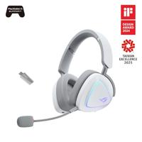 ASUS ROG Delta II Draadloze Gaming Hoofdtelefoon, 2,4 GHz en Bluetooth, grote en authentieke DualFlow-audio, 50 mm titanium geplateerde driver, voor PC, Mac, PS, Switch, Android, wit - thumbnail