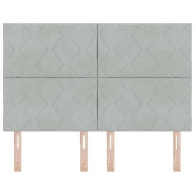 LED Hoofdbord met LED -striplichten Lichtgrijs 144 cm Fluweel