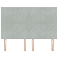 LED Hoofdbord met LED -striplichten Lichtgrijs 144 cm Fluweel - thumbnail