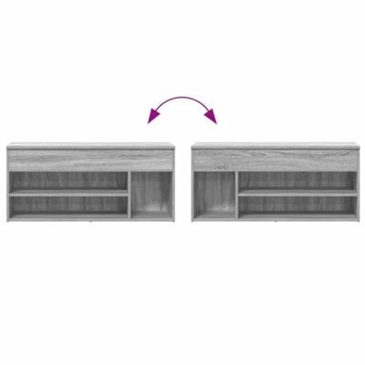 VidaXL Schoenenbank 102x30,5x45cm bewerkt hout grijs sonoma eikenkleur VidaXL Schoenenbank 102x30,5x45cm bewerkt hout grijs sonoma eikenkleur