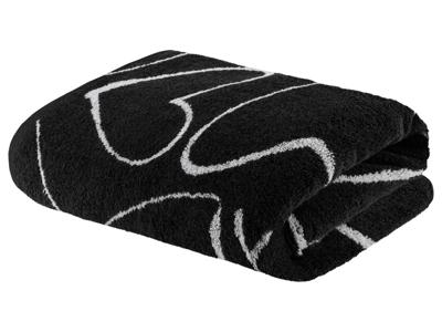 LIVARNO home Handdoek 70 x 140 cm (zwart/hartjes)