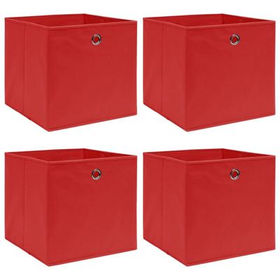 Opbergboxen 4 st 32x32x32 cm stof rood Opbergboxen 4 st 32x32x32 cm stof rood
