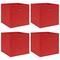 Opbergboxen 4 st 32x32x32 cm stof rood - thumbnail