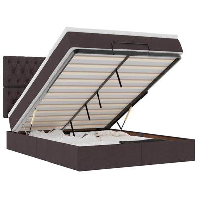 Ottoman bed met matrassen en LED's 180x200cm stof lichtgrijs