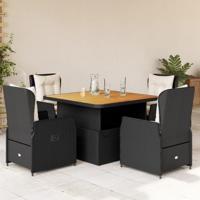 5-delige Tuinset met kussens poly rattan zwart - thumbnail