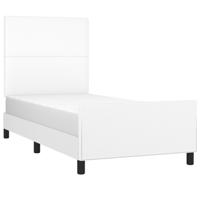 Bedframe met hoofdbord kunstleer wit 140x200 cm - thumbnail