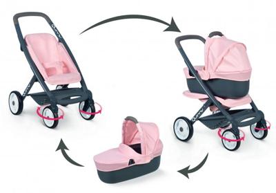 SMOBY - Maxi-Cosi Kinderwagen + Kinderwagen Roze - Voor Babypop - 3 in 1 - Vanaf 3 Jaar