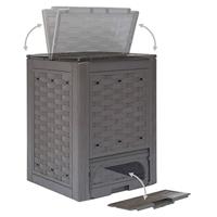 Compostbak 300 L 60x60x83 cm kunststof rattan bruin - thumbnail