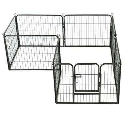Hondenren met 8 panelen 80x60 cm staal zwart - thumbnail