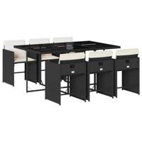 7-delige Tuinset met kussens poly rattan zwart - thumbnail