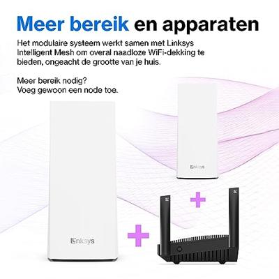 Linksys Mx5300-Eu Velop Mx5300 Triple Band Wi-Fi 6 (Ax) Multiroom Intelligent Mesh-Systeem,één maat