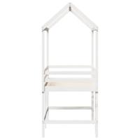 Halfhoogslaper met ladder en bedhuis grenenhout wit 90x200 cm - thumbnail
