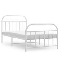 Bedframe met hoofd- en voeteneinde metaal wit 100x190 cm - thumbnail