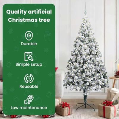 Kunstkerstboom met 300 LED Wit 180 cm PVC en Staal en Kunststof