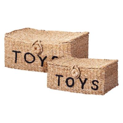 Speelgoedmand Zeegras met Hout, Set van 2 Speelgoedmand Zeegras met Hout, Set van 2