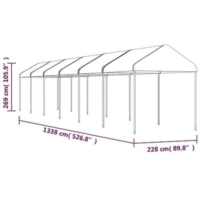 Prieel met dak 13,38x2,28x2,69 m polyetheen wit