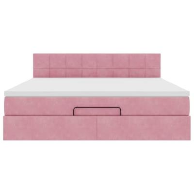 Ottoman bed met matras 180x200 cm fluweel roze