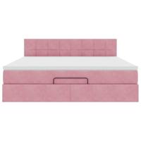 Ottoman bed met matras 180x200 cm fluweel roze - thumbnail