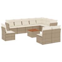 11-delige Tuinset met kussens poly rattan beige - thumbnail