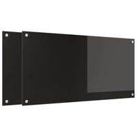 VidaXL Keuken achterwand 2 pcs zwart 100 x 50 cm gehard glas - thumbnail