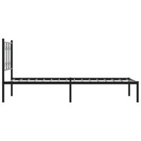 Bedframe met hoofdbord metaal zwart 80x200 cm - thumbnail