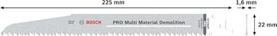 Bosch Accessories 2608659004 PRO Multi Material Demolition S1110VF-blad, 1,6 x 22 x 225 mm, 2-delig 2 stuk(s)