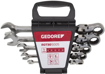 Gedore RED R07305005 | Ringratel-steeksleutelset met kniegewricht | 8 - 19 mm | 5-delig - R07305005