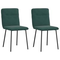 Eetkamerstoelen 2 st fluweel donkergroen - thumbnail