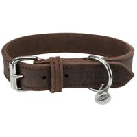 Trixie halsband hond rustic vetleer donkerbruin - thumbnail