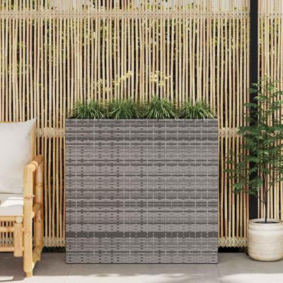 vidaXL Plantenbak verhoogd met 4 potten poly rattan grijs
