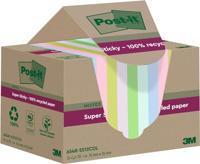Post-it Super Sticky Notes Recycled, 70 vel, ft 76 x 76 mm, assorti, pak van 12 blokken - thumbnail