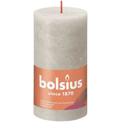 Bolsius stompkaars rustiek shine 6.8x13cm sandy grey