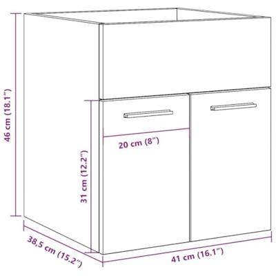 Wastafelkast 41x38,5x46 cm bewerkt hout artisanaal eikenkleur