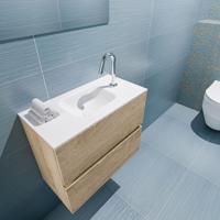 MONDIAZ ADA 60cm toiletmeubel washed oak. LEX wastafel talc midden 1 kraangat - thumbnail