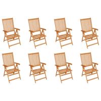 Tuinstoelen 8 st verstelbaar massief teakhout - thumbnail