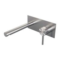 Brauer Brushed Edition Inbouw Wastafelmengkraan met Rechte Uitloop en Afdekplaat Model A1 RVS Geborsteld PVD - thumbnail