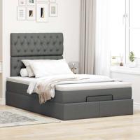 Ottoman bed met matras 120x190 cm stof donkergrijs - thumbnail