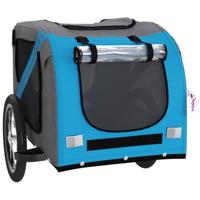 VidaXL Hondenfietstrailer oxford stof en ijzer blauw en grijs - thumbnail