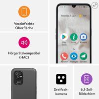 Doro 8100 4G smartphone senior - mobiele telefoon - waterdicht - triple camera - noodoproepknop met GPS - 6,1 inch scherm - gezichtsherkenning - Android (zwart) - thumbnail