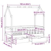 Kinderbedframe met lades 80x200 cm massief grenenhout - thumbnail